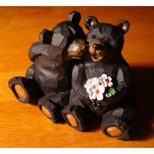 Black Bears Kissing Figurine Wedding Anniversary Gift Lodge Cabin Home Decor New